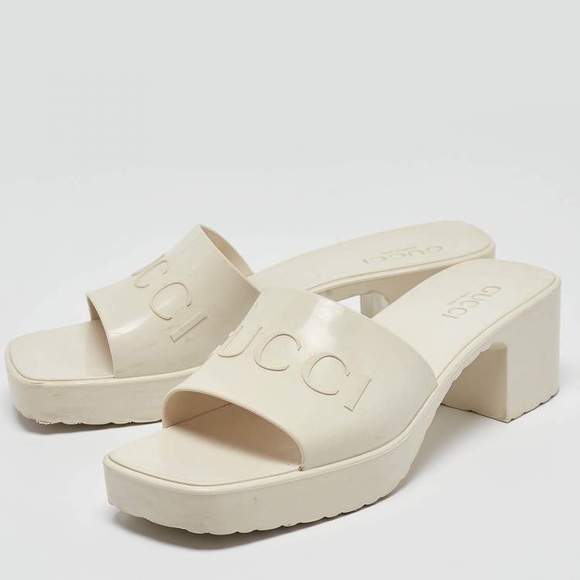 Gucci Platform Block Heel Slide Sandals - Picture 1 of 3